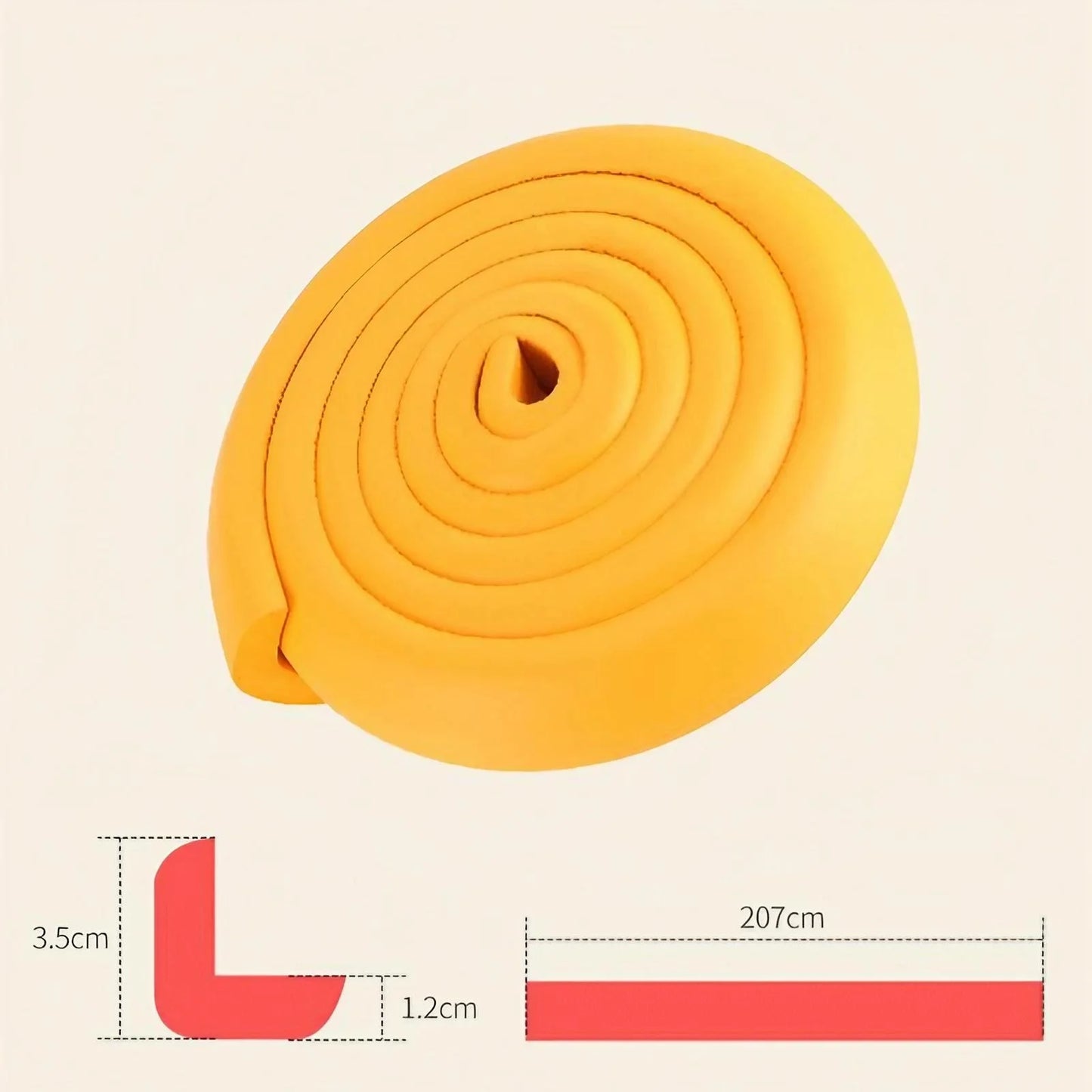 207cm Child Safety Bumper Strip – Thick L-Shaped Edge Protector